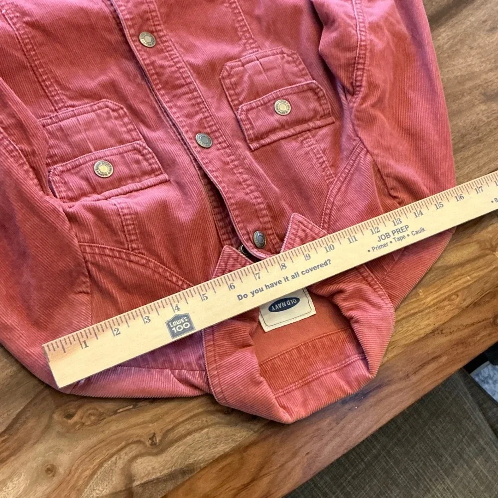 Old Navy Vintage Corduroy Utility Jacket Pink Snap Front Belted Women S Fall 03 - Picture 8 of 10